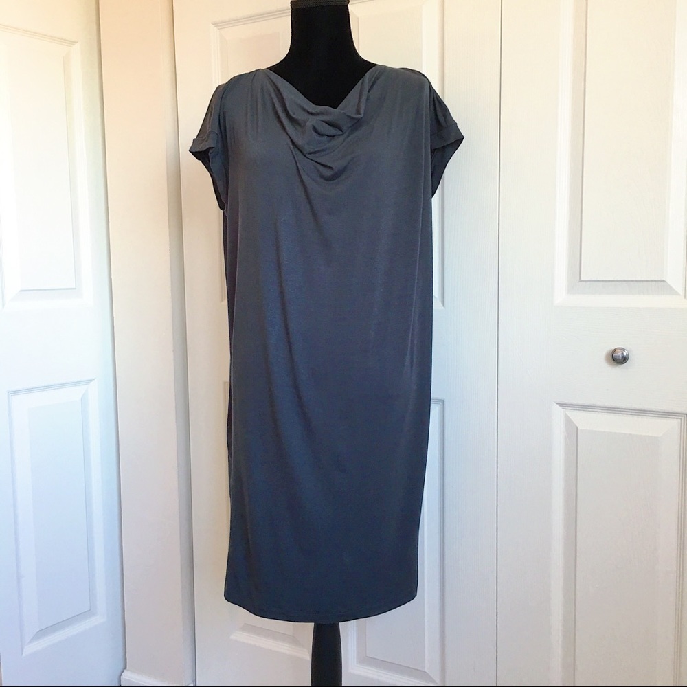 Eileen Fisher Short-Sleeved Gray Jersey Dress - S